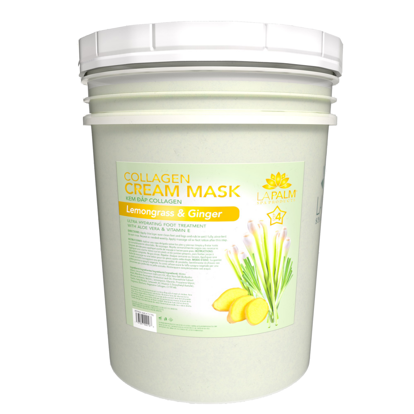 La Palm Lemongrass & Ginger Collagen Cream Mask 5 Gallon Bucket