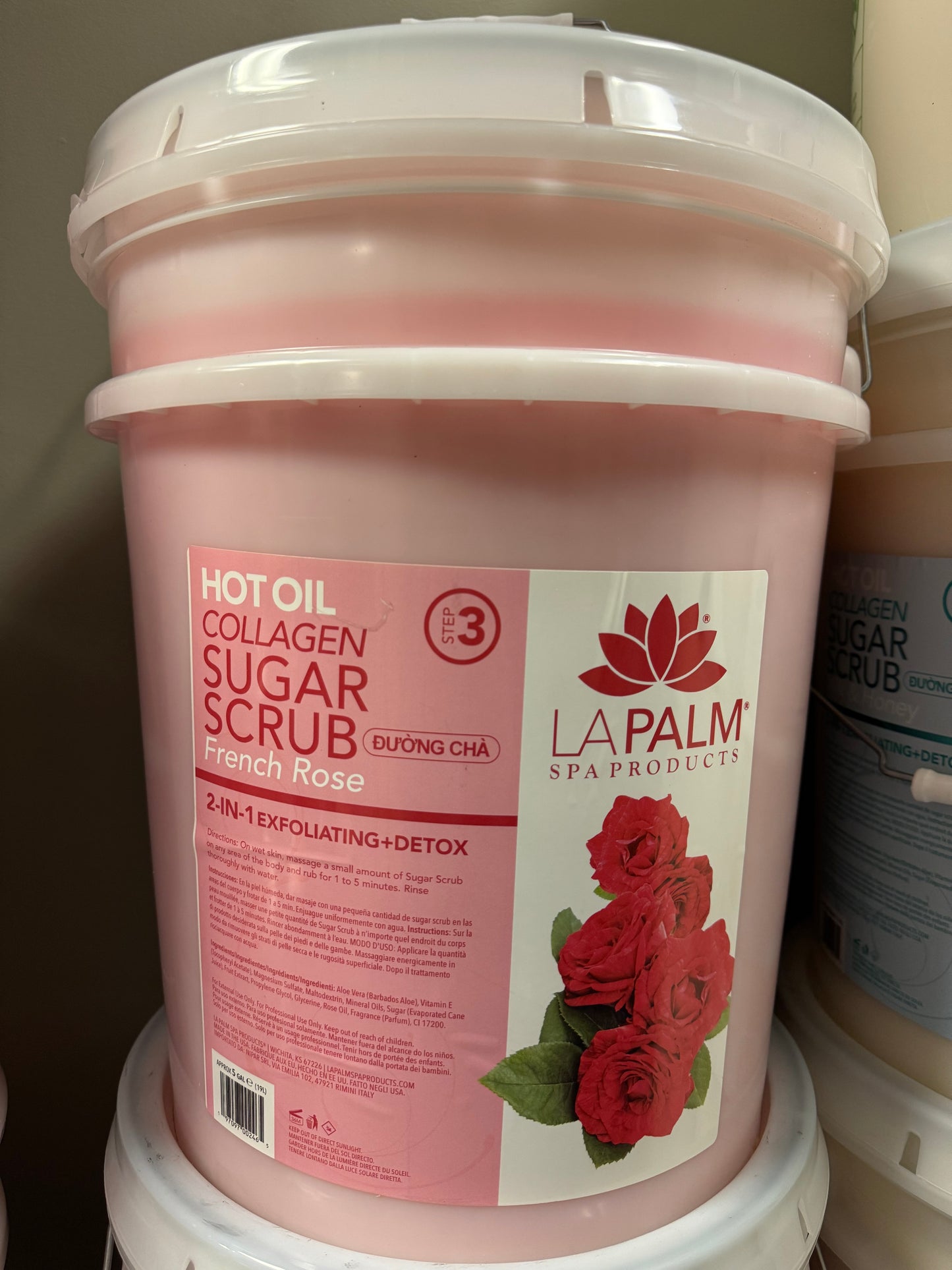 La Palm French Rose Hot Oil Sugar Scrub 5 Gl Bucket
