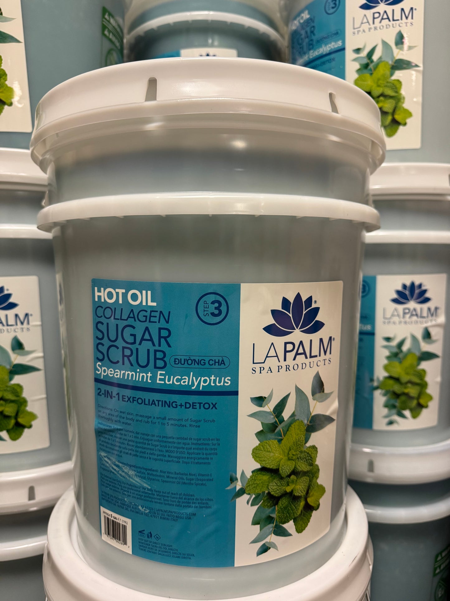 La Palm Spearmint Eucalyptus Hot Oil Sugar Scrub 5 Gl Bucket