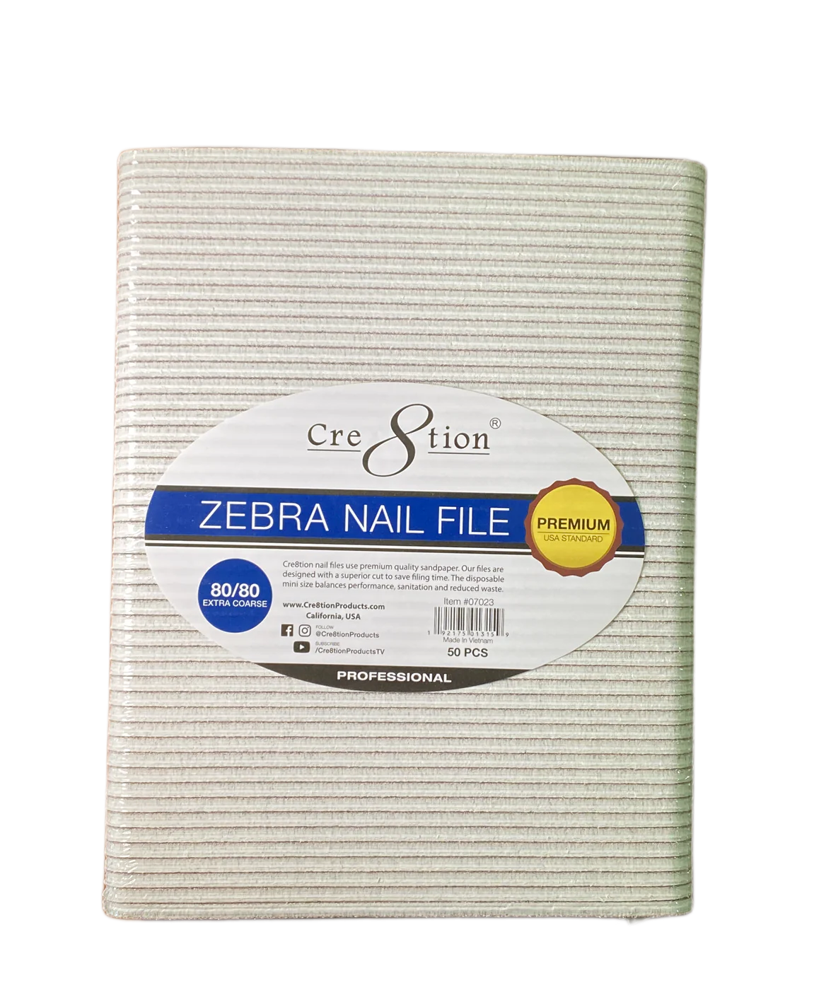 CRE8TION NAIL FILE REGULAR ZEBRA GRIT - USA STANDARD