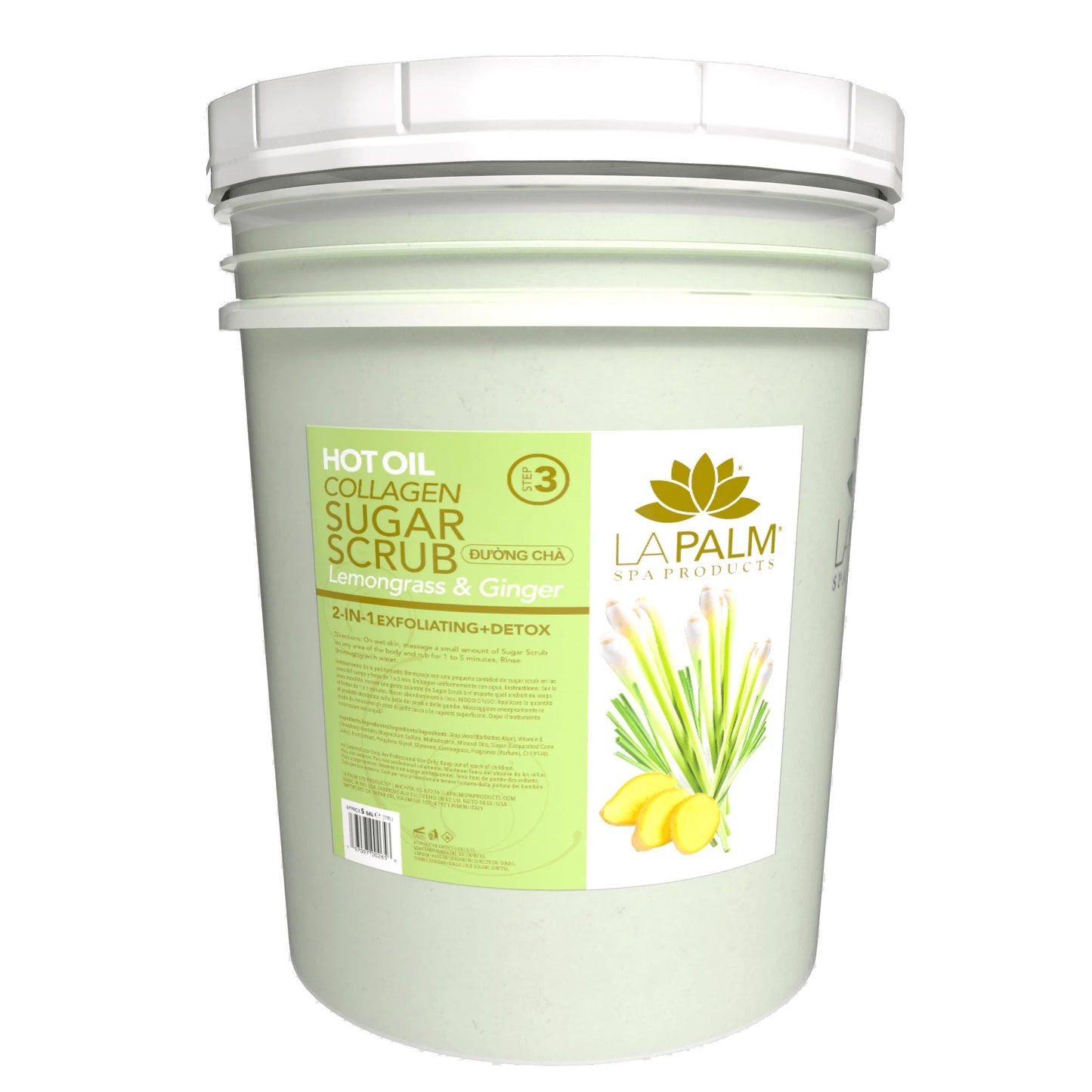 La Palm Lemongrass and Ginger Hot Oil Sugar Scrub 5 gl Bucket