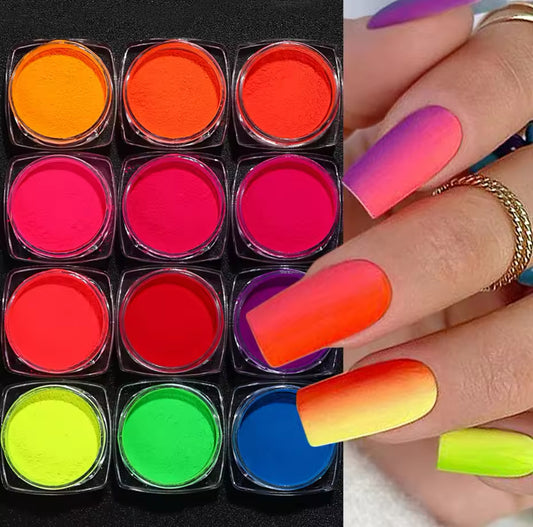 12Colors/Set Fluorescent Neon Gradient Pigment