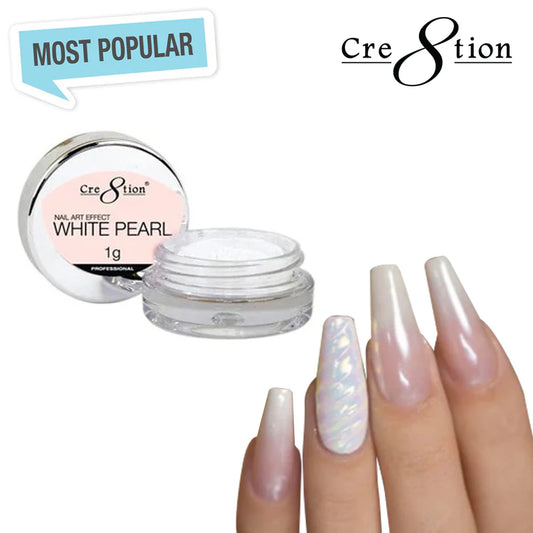 DETAILING nail Art CRE8TION WHITE PEARL CHROME NAIL ART EFFECT 1G