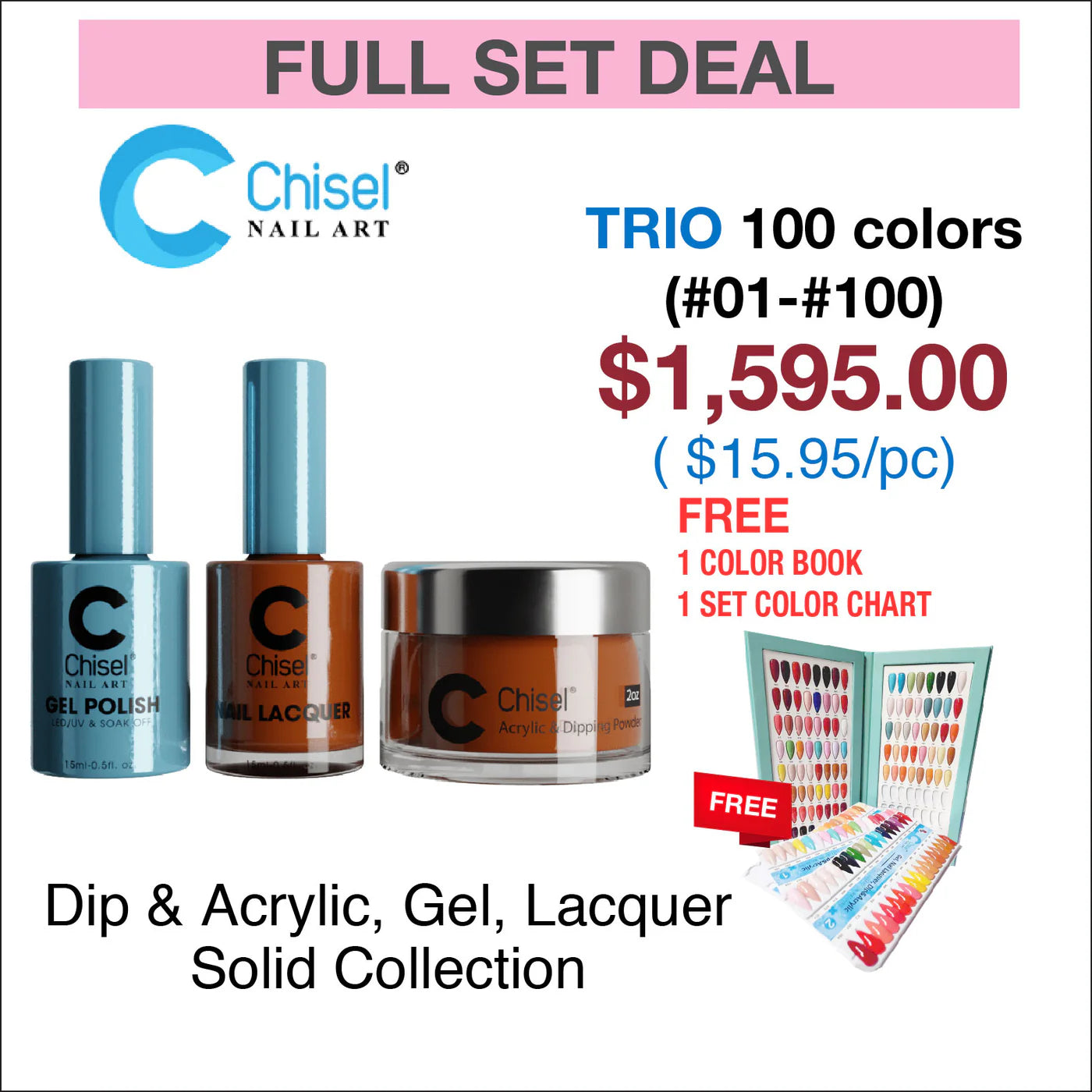 CHISEL SOLID COLLECTION - FULL SET MATCHING TRIO 100 COLORS (#01-#100 ...
