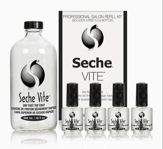 SECHE VITE TOP COAT REFILL KIT - 16OZ + 4 BOTTLES 0.5OZ